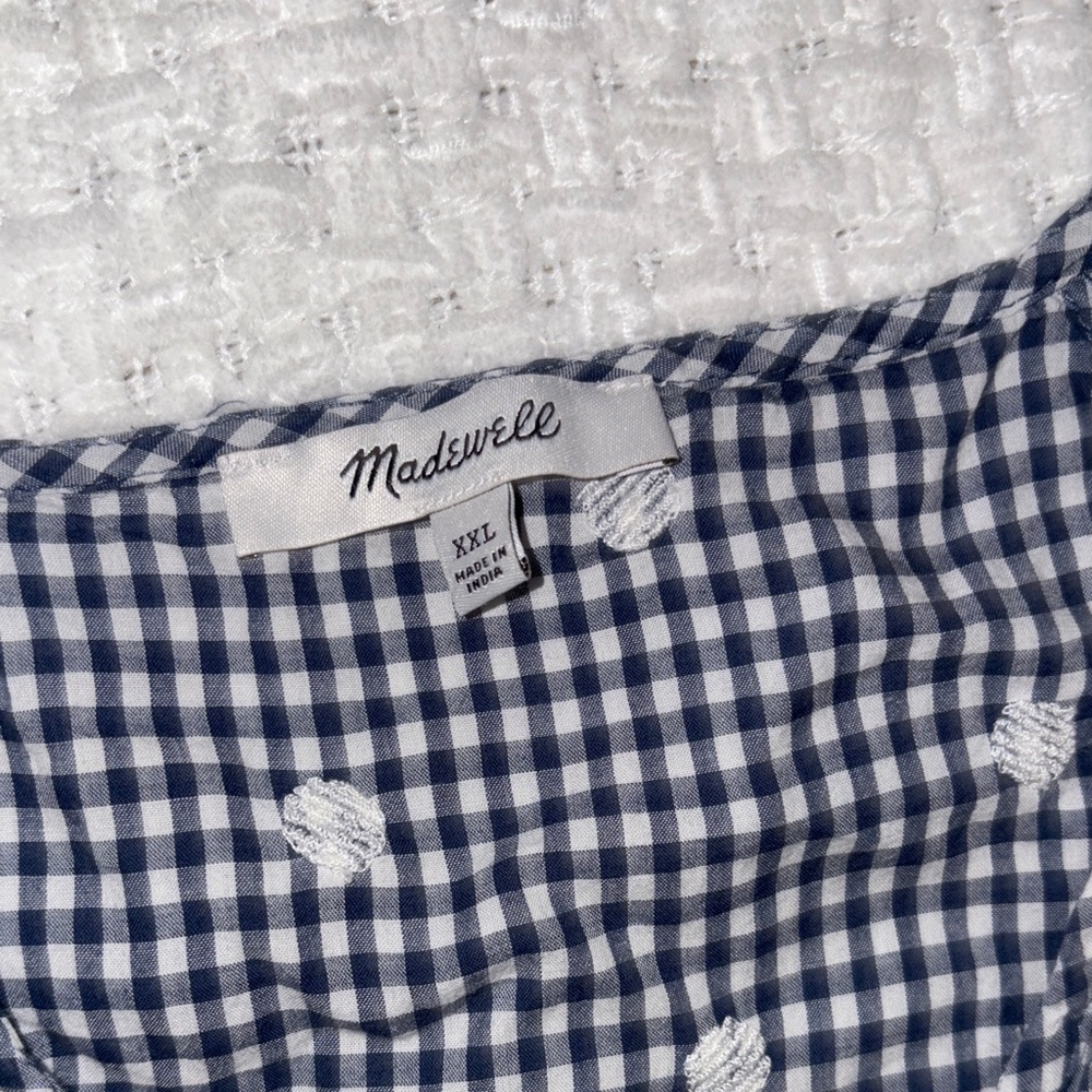 Gently Loved Embroidered Gingham Faux-Wrap Tie-Waist Midi Dress by Madewell - Picture 4 of 16